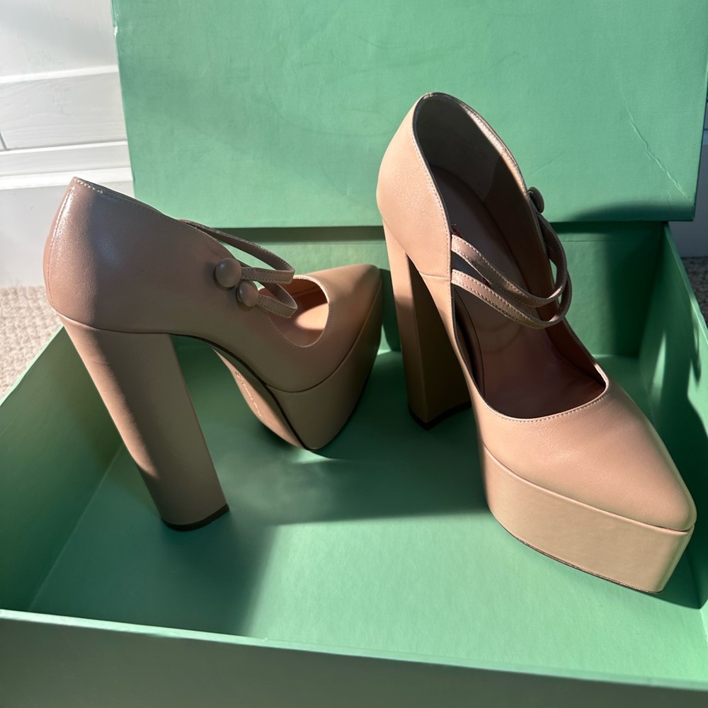 ANDREA FENZI Nude Platform Pumps - Picture 3 of 15